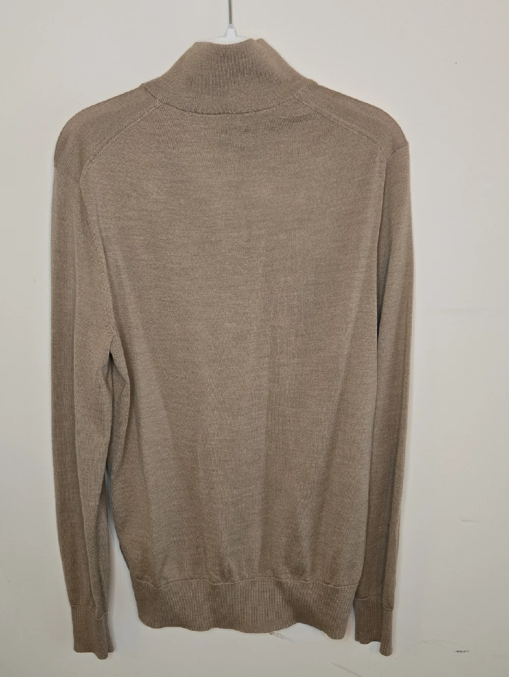 Brooks Brothers Tan Merino Wool Quarter Zip Sweater Small Preppy Quiet Luxury